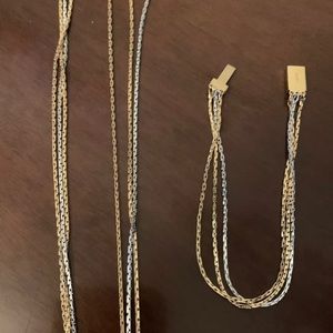 Avon silver/gold tone chain 3 strand necklace